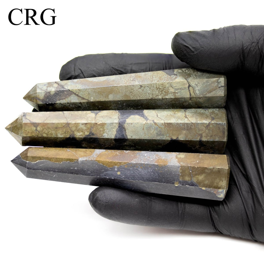 SET OF 2 - Mixed Shape Iron Pyrite Towers / 3-5" AVG