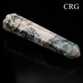 SET OF 2 - Mixed Shape Moss Agate Towers / 3-5" AVG