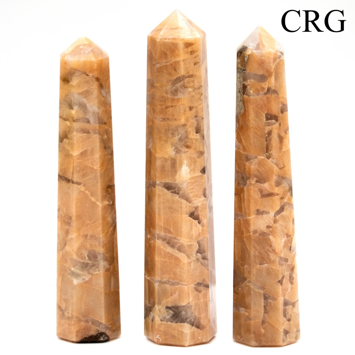 SET OF 2 - Mixed Shape Peach Moonstone Towers / 3-5" AVG