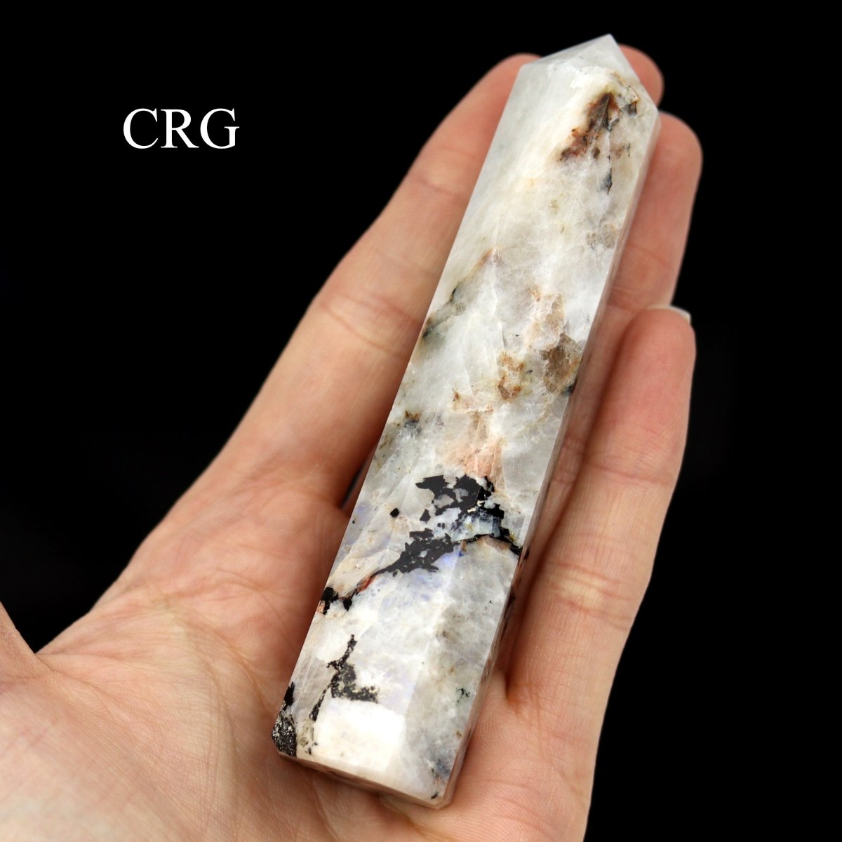 SET OF 2 - Mixed Shape Rainbow Moonstone Towers / 3-5" AVG