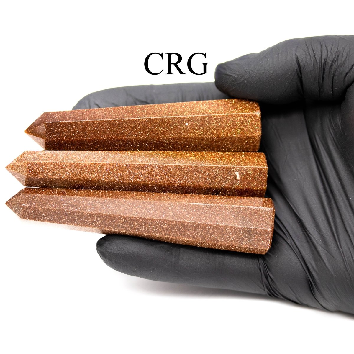 SET OF 2 - Mixed Shape Red Goldstone Towers / 3-5" AVG