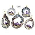 SET OF 2 - Oco Geode Slice Pendant with Amethyst Points and Gold Plating / 1-2" AVG