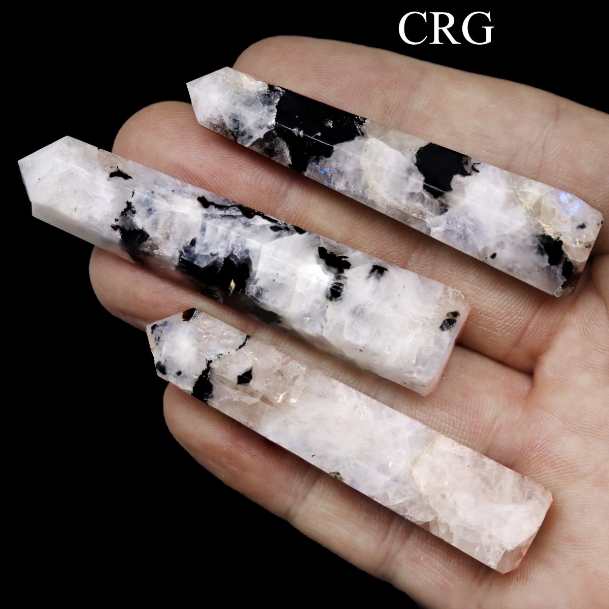 SET OF 2 - Rainbow Moonstone Gemstone Obelisk Point / 2-3" AVG