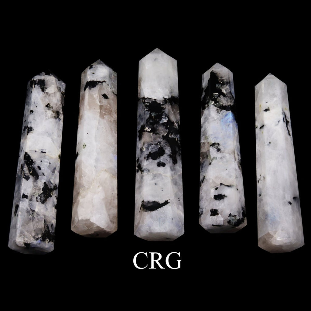 SET OF 2 - Rainbow Moonstone Gemstone Obelisk Point / 2-3" AVG