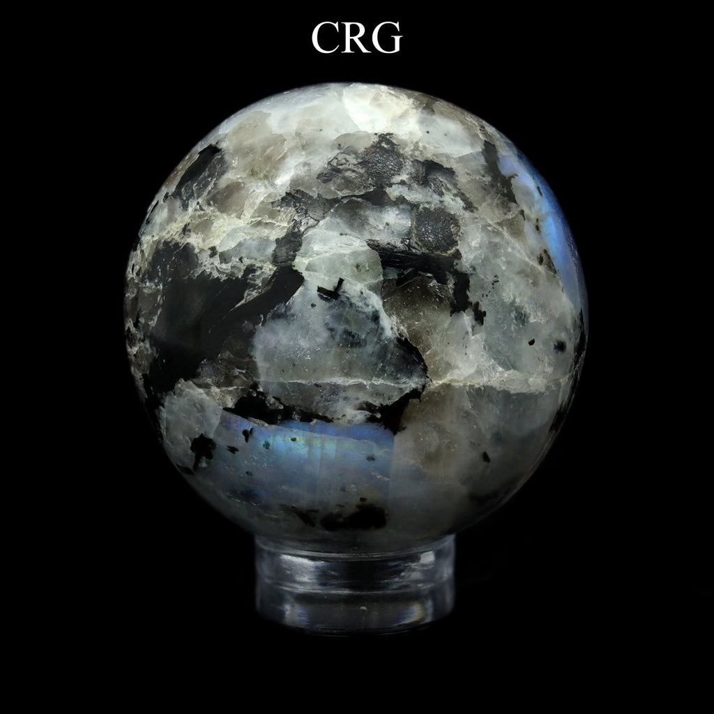 SET OF 2 - Rainbow Moonstone Spheres / 30mm AVG
