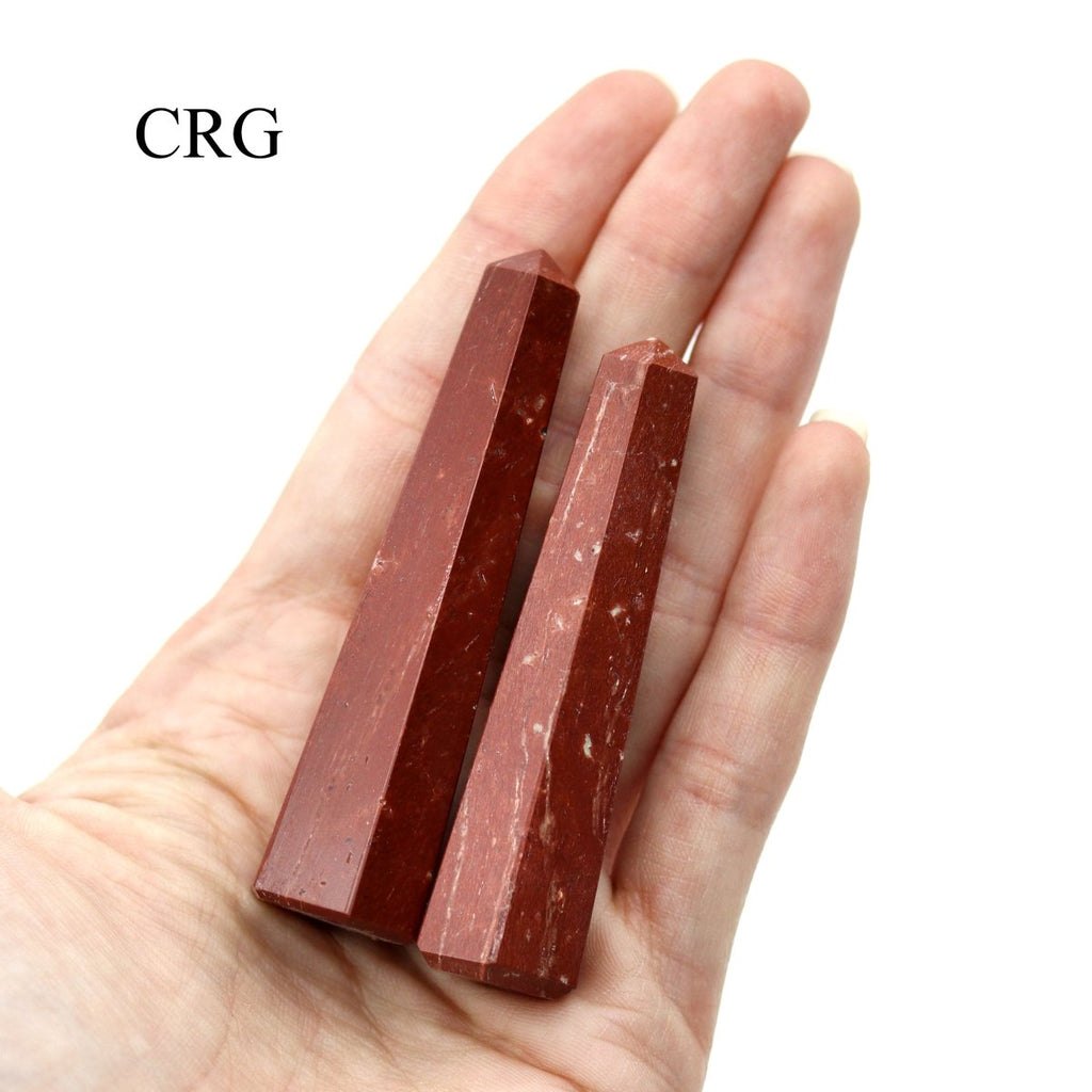 Red Jasper Gemstone Obelisk Point 2-3" avg (2 Pieces)