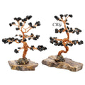 SET OF 2 - Tourmaline Gemstone Tree w/ Petrified wood base
