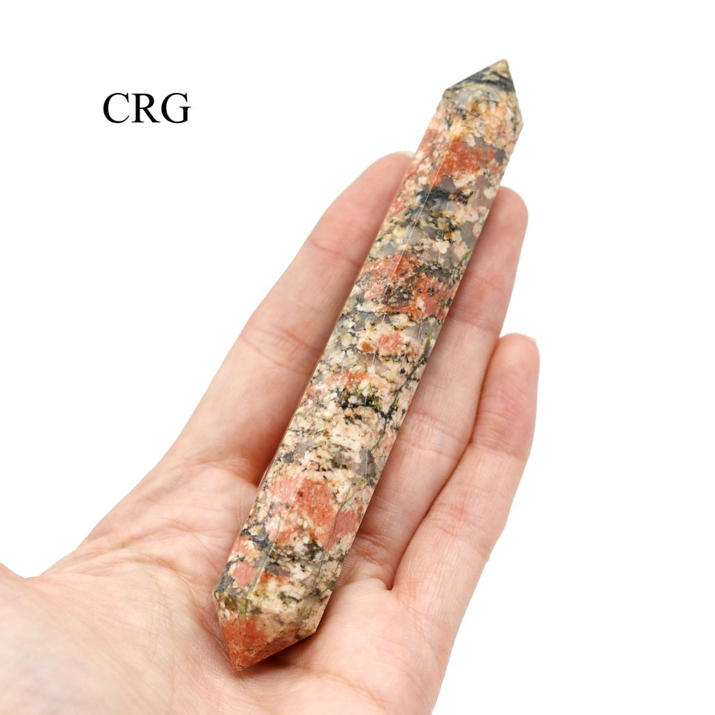 SET OF 2 - Unakite Double Terminated Wand / 3-5" AVG