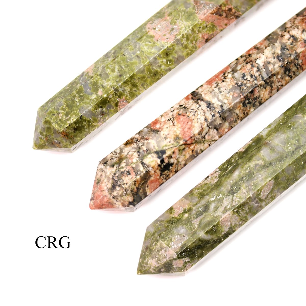 SET OF 2 - Unakite Double Terminated Wand / 3-5" AVG