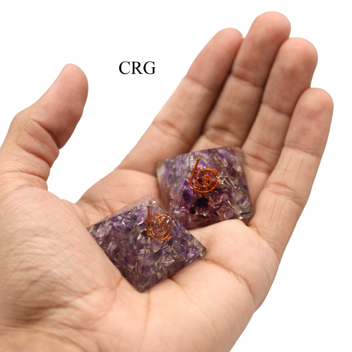 SET OF 3 - Amethyst Chip Orgonite Pyramid / 1" AVG