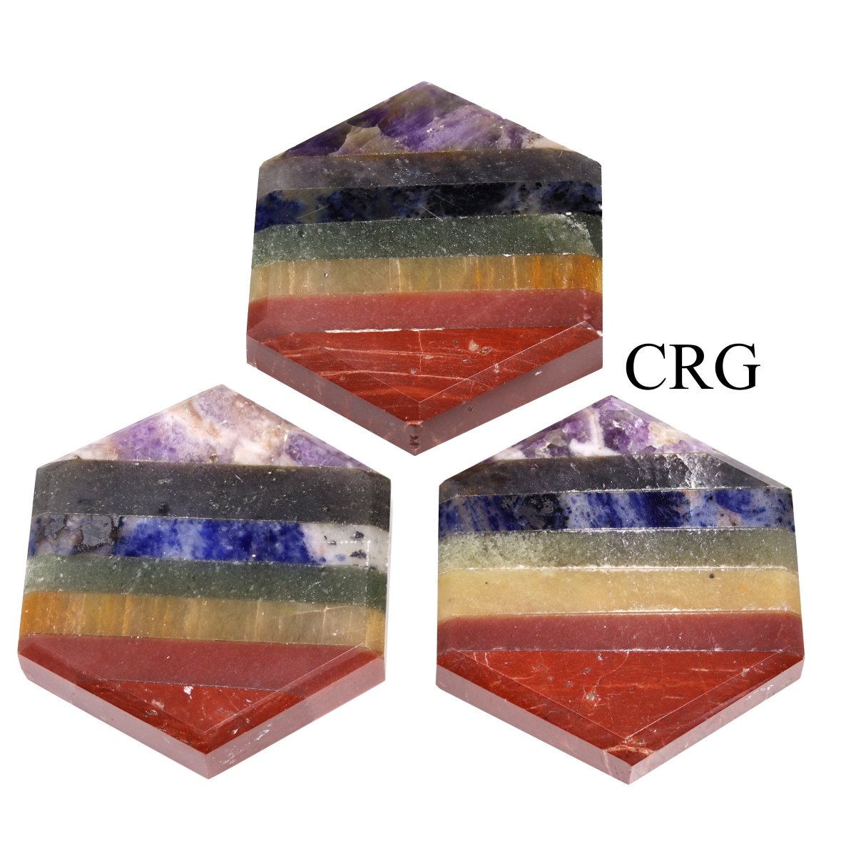 SET OF 3 - Flat 7 Stone Hexagon Palm Stone / 2" AVG