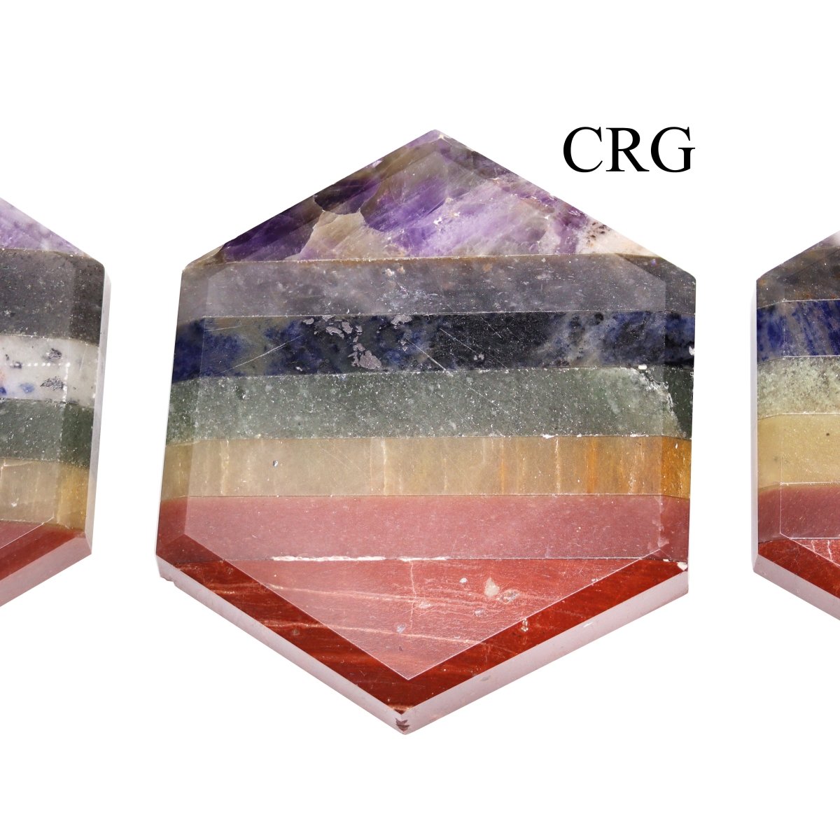 SET OF 3 - Flat 7 Stone Hexagon Palm Stone / 2" AVG