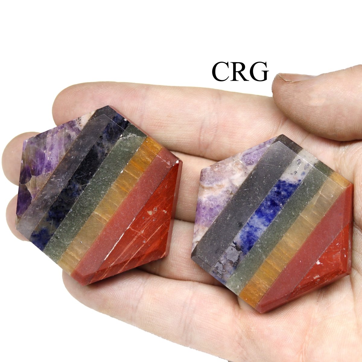 SET OF 3 - Flat 7 Stone Hexagon Palm Stone / 2" AVG