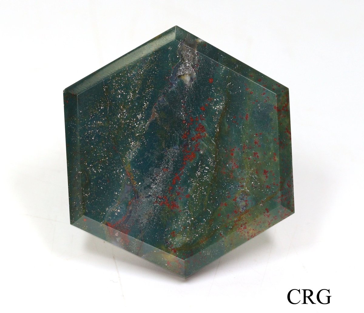 SET OF 3 - Flat Bloodstone Gemstone Hexagon Palm Stones / 2" AVG