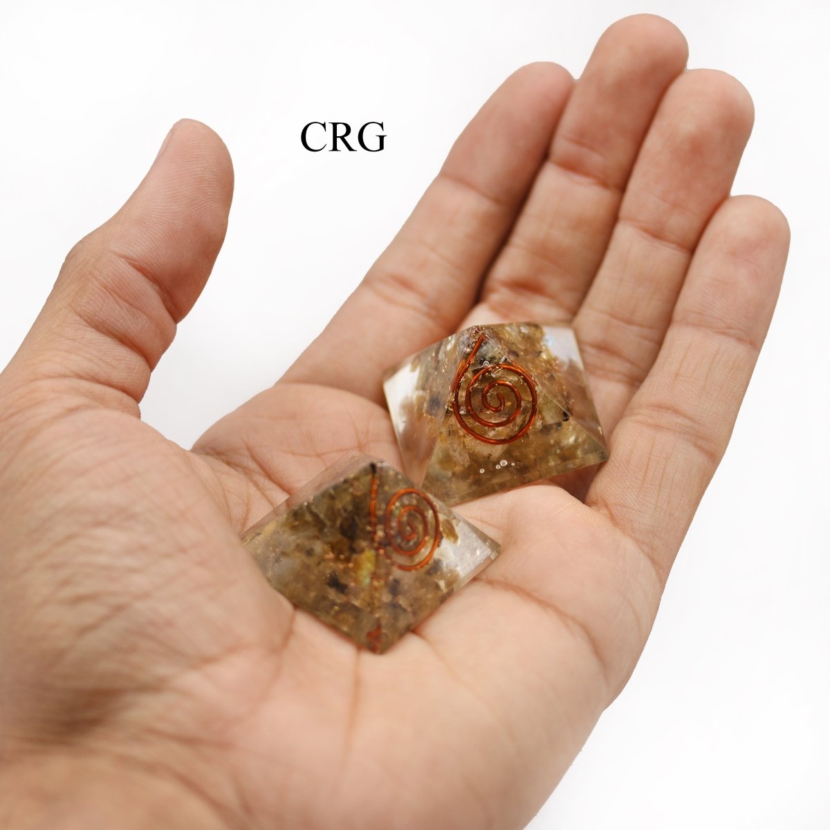 SET OF 3 - Labradorite Chip Orgonite Pyramid / 1" AVG