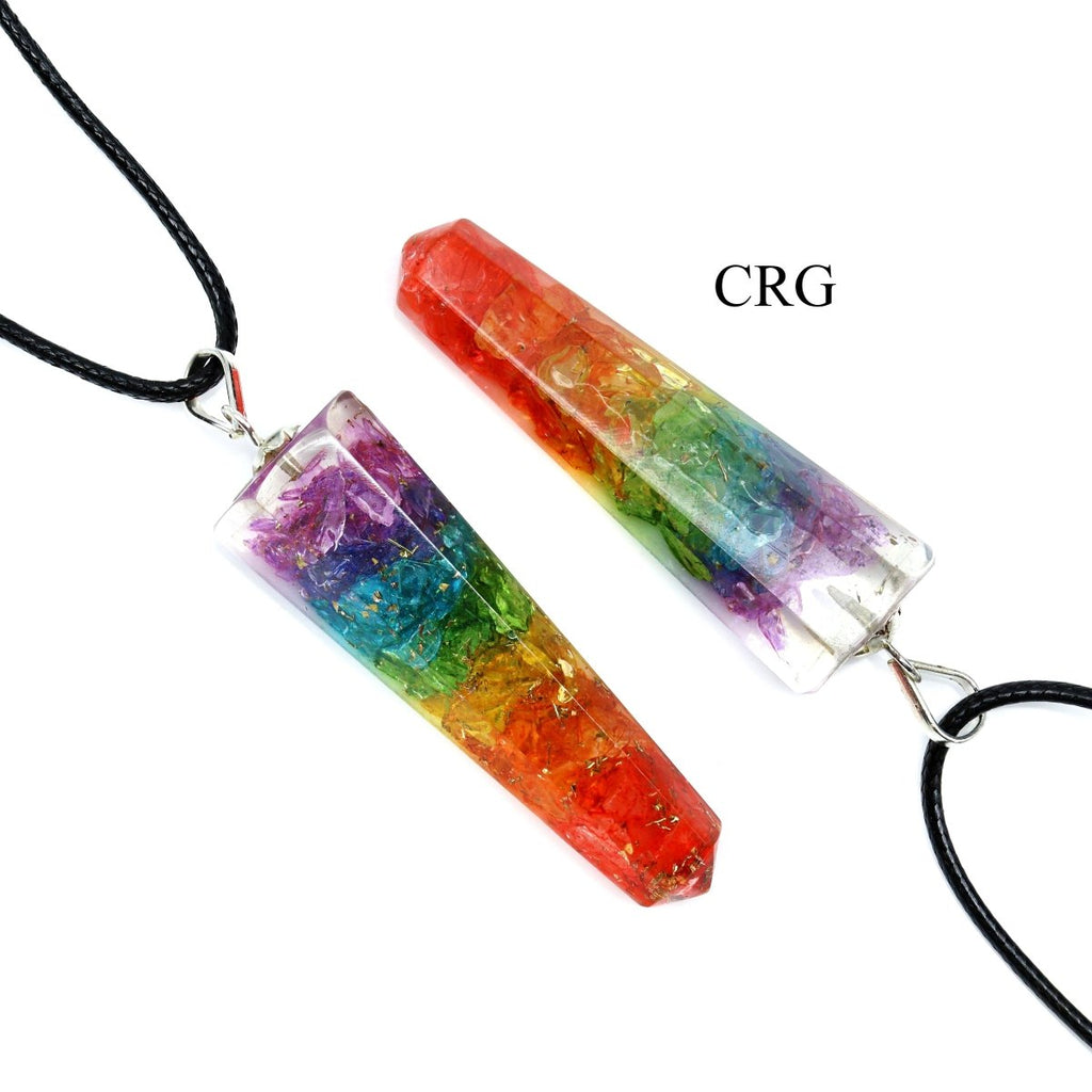 SET OF 4 - 7 Stone Orgone Chip Pendant w/ Black Cord Necklace / 1.5" Avg