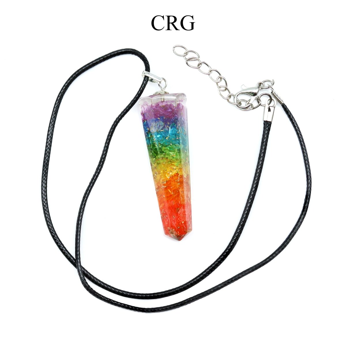 SET OF 4 - 7 Stone Orgone Chip Pendant w/ Black Cord Necklace / 1.5" Avg