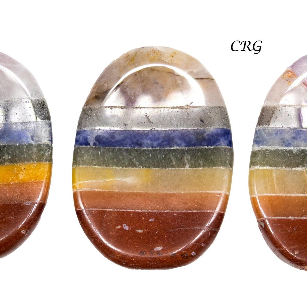 SET OF 4 - 7 Stone Worry Stones w/ Thumb Indent / 1" Avg