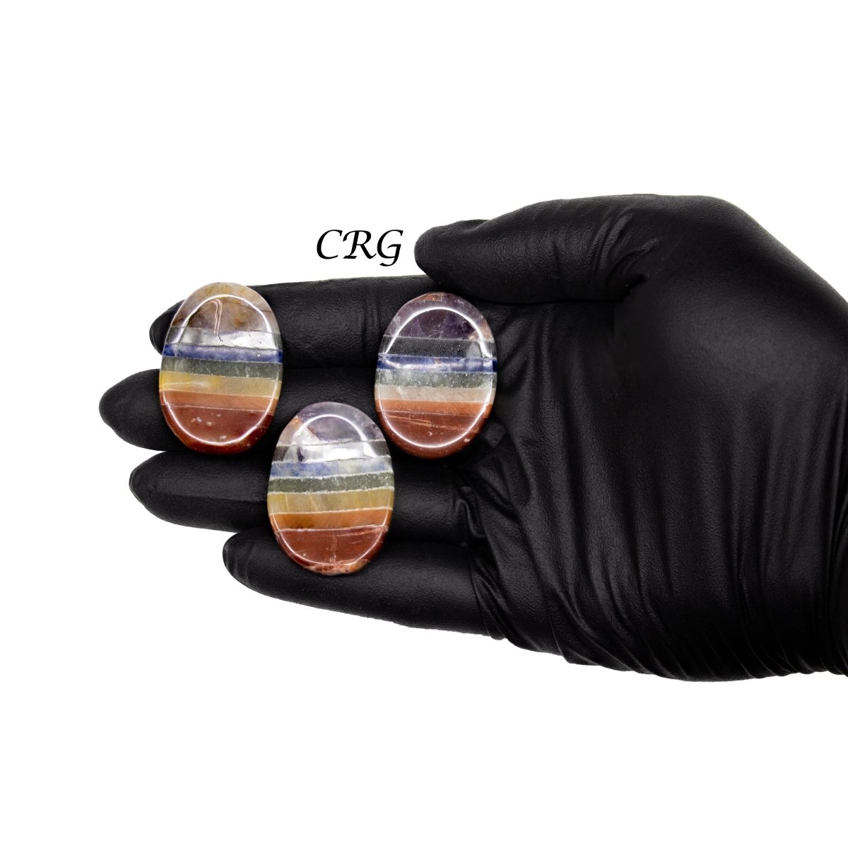 SET OF 4 - 7 Stone Worry Stones w/ Thumb Indent / 1" Avg