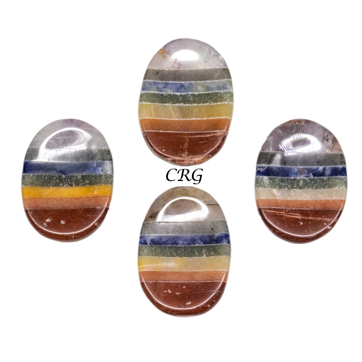 SET OF 4 - 7 Stone Worry Stones w/ Thumb Indent / 1" Avg