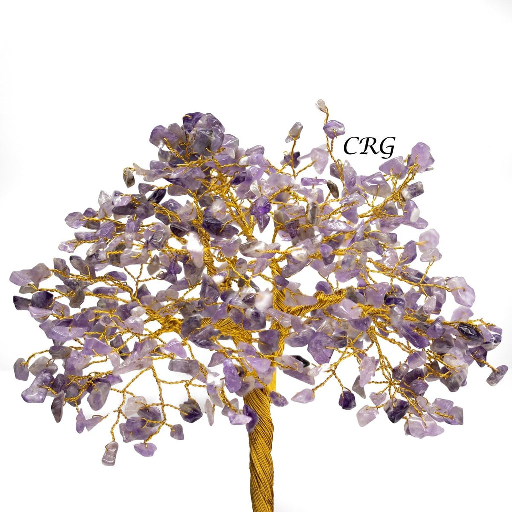 SET OF 4 -Amethyst - 500 Gemstone Chip Tree w/ Cluster Base - Gold Wire
