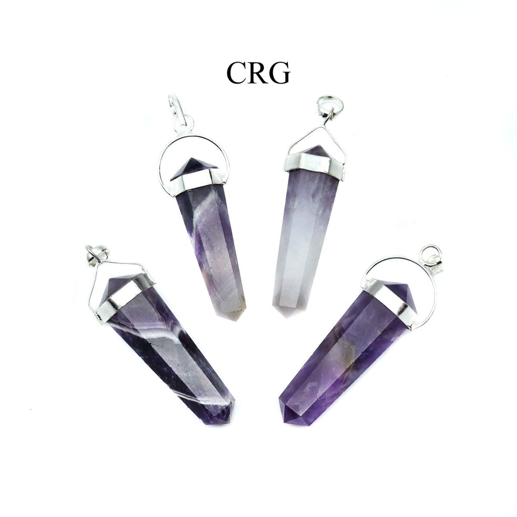 SET OF 4 - Amethyst Double Terminated Point Pendant with Silver Swivel Bail / 1-1.5” AVG
