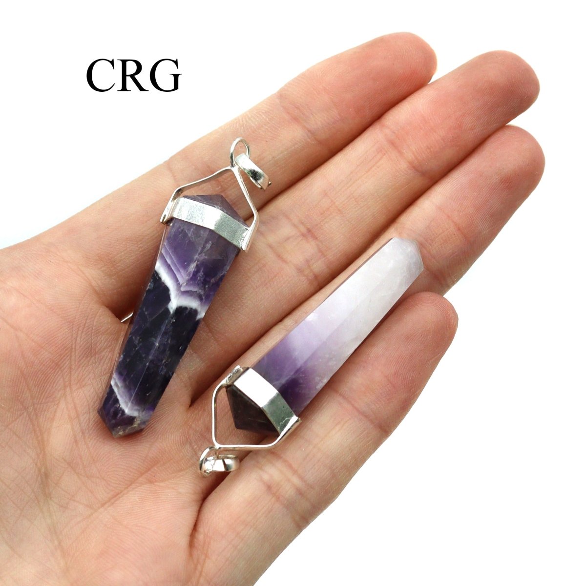 SET OF 4 - Amethyst Double Terminated Point Pendant with Silver Swivel Bail / 1-1.5” AVG