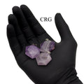 SET OF 4 - Amethyst Faceted Hexagon Pendant with Silver Bail / 1" AVG (INJD)