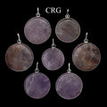 Amethyst Round Cabochon Pendant with Silver Plating (1 To 1.5 Inches) (4 Pieces) (INJD)