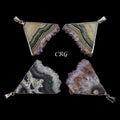 SET OF 4 - Amethyst Triangle Slice Pendant w/ Silver Plating / 40-50mm AVG