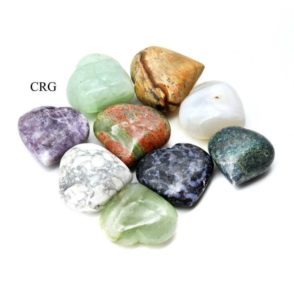 SET OF 4 - Assorted Gemstone Puffy Hearts / 1-2" AVG