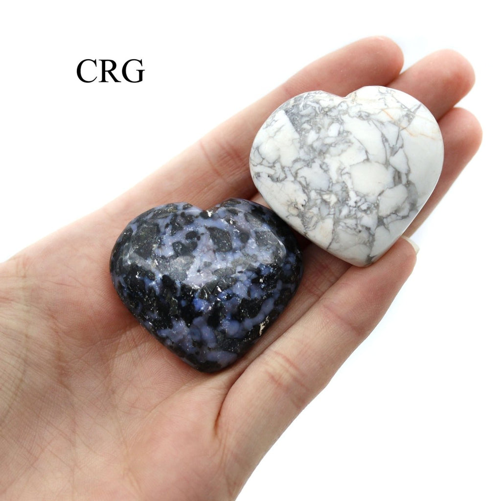 SET OF 4 - Assorted Gemstone Puffy Hearts / 1-2" AVG