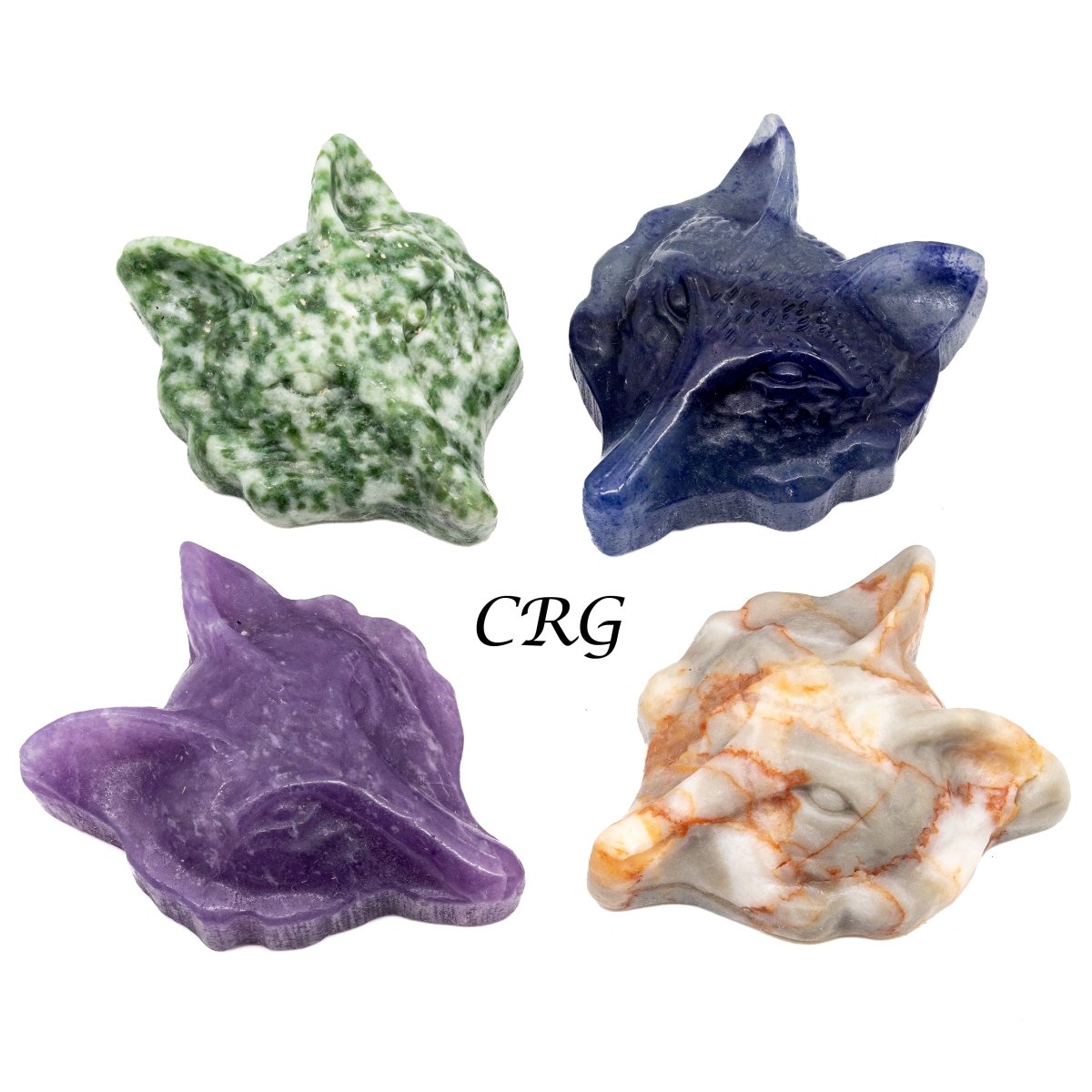 SET OF 4 - Assorted Gemstone Wolves / 1.5" Avg