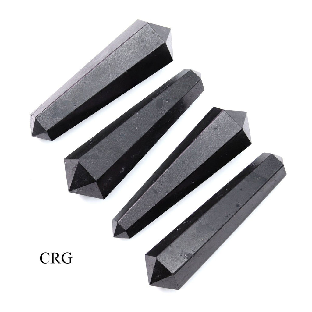 SET OF 4 - Black Tourmaline Double Pointed Wands / 2" AVG