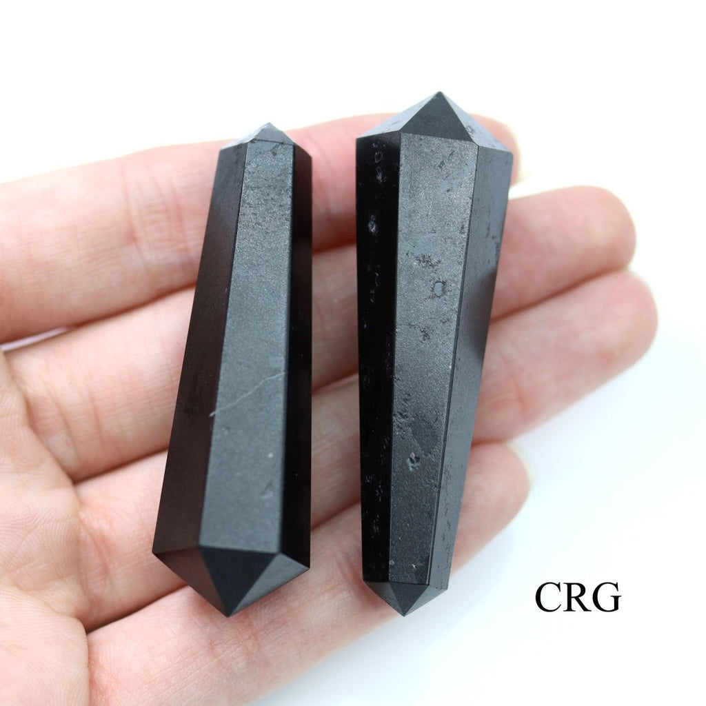 SET OF 4 - Black Tourmaline Double Pointed Wands / 2" AVG