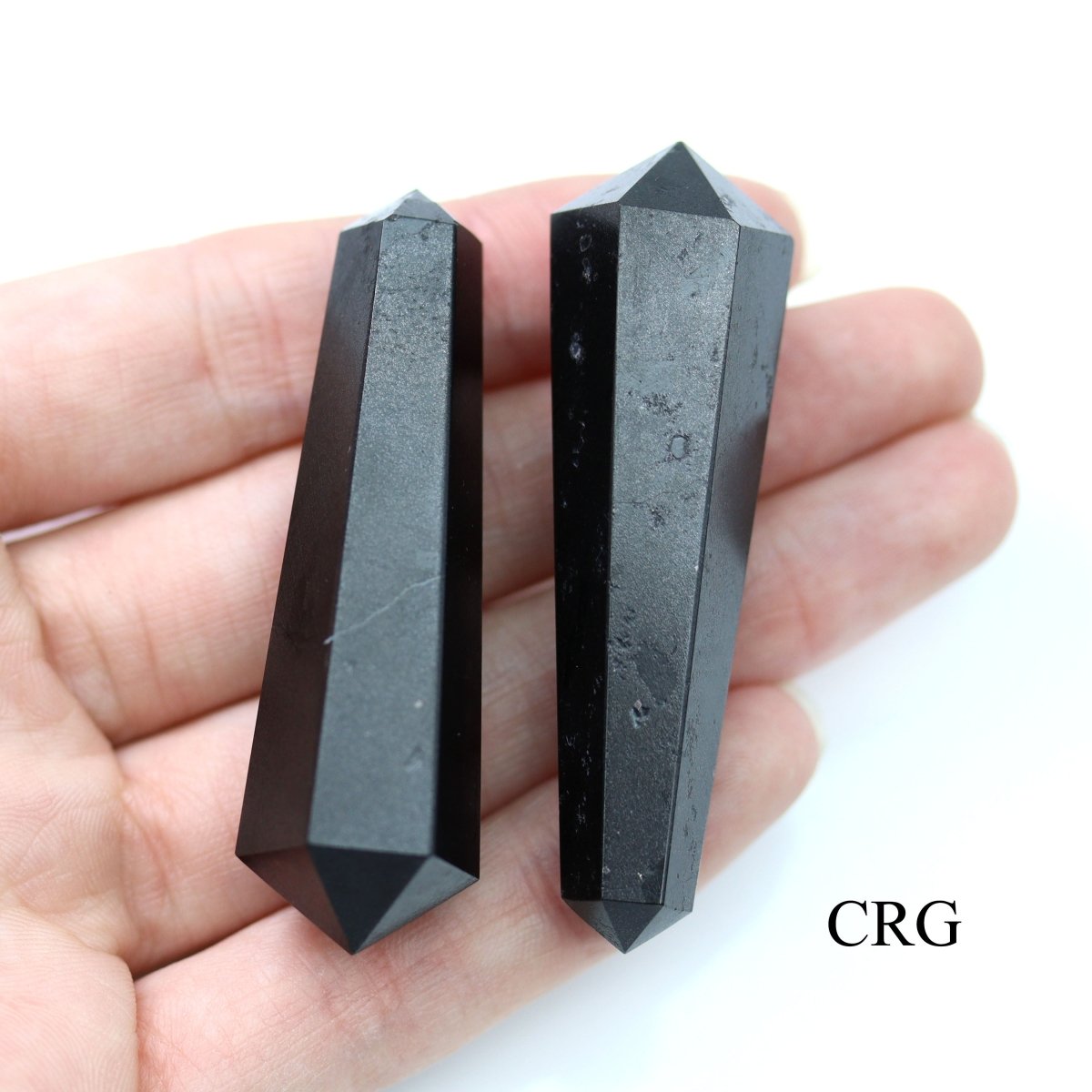 SET OF 4 - Black Tourmaline Double Pointed Wands / 2" AVG