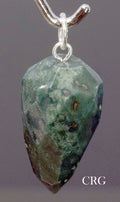 SET OF 4 - Bloodstone Faceted Drop Pendant w/ Silver Bail / 1" Avg