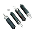 SET OF 4 - Bloodstone Pencil Point Pendant with Silver Cap / 1" AVG