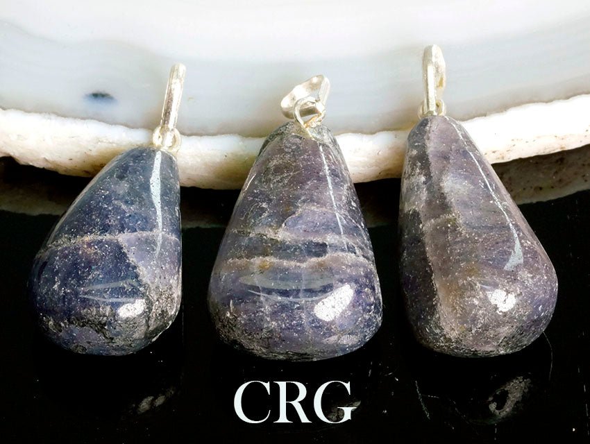 SET OF 3  -  Blue Aventurine Teardrop Pendant with Silver Bail / 1" AVG