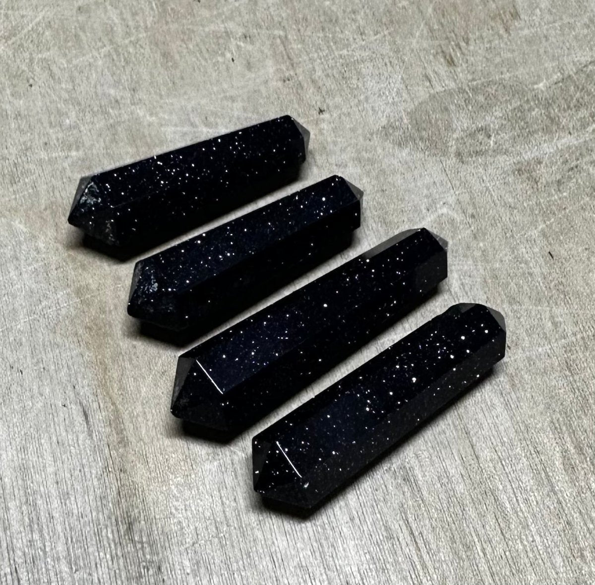 SET OF 4 - Blue Goldstone Mini Double Terminated Points / 1" AVG