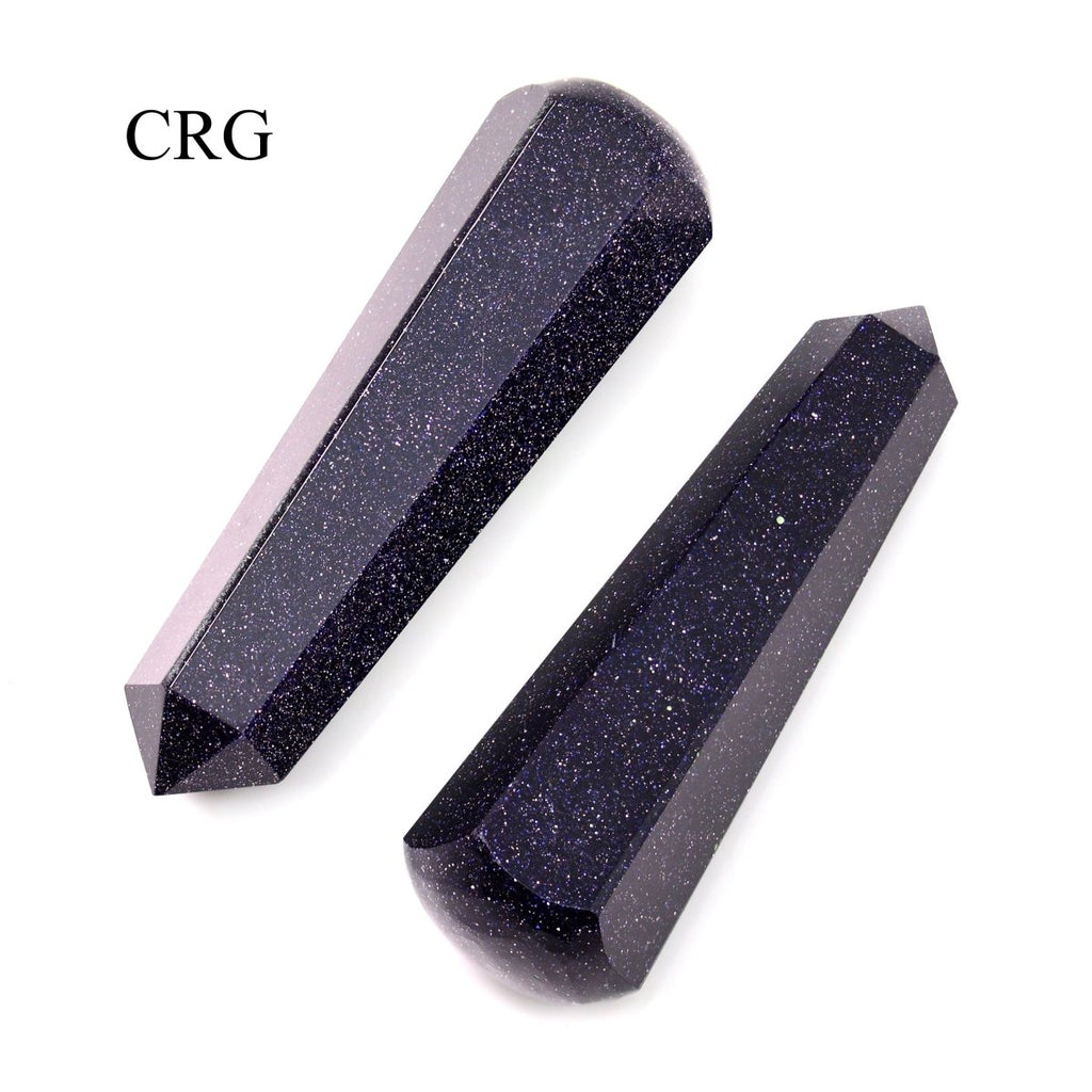 SET OF 4 - Blue Goldstone Mini Wand with Round End / 2" AVG