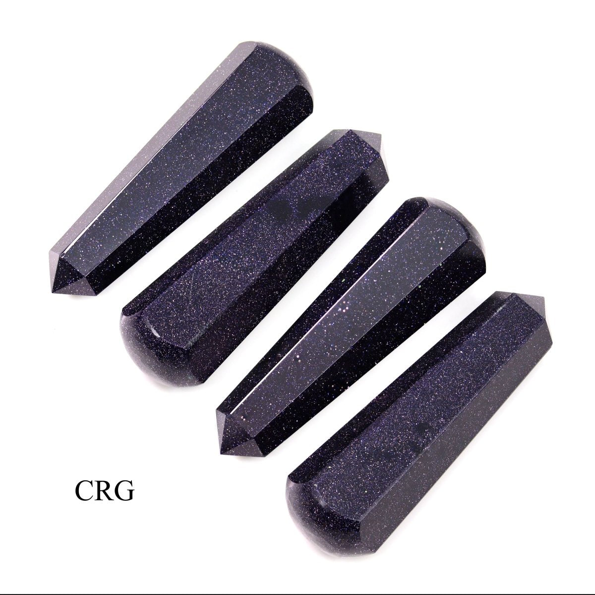 SET OF 4 - Blue Goldstone Mini Wand with Round End / 2" AVG