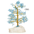 SET OF 4 -Blue Topaz - 500 Gemstone Chip Tree w/ Cluster Base - Gold Wire
