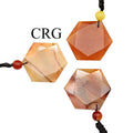 SET OF 4 - Carnelian Faceted Hexagon Pendant with Black Cord / 1" AVG