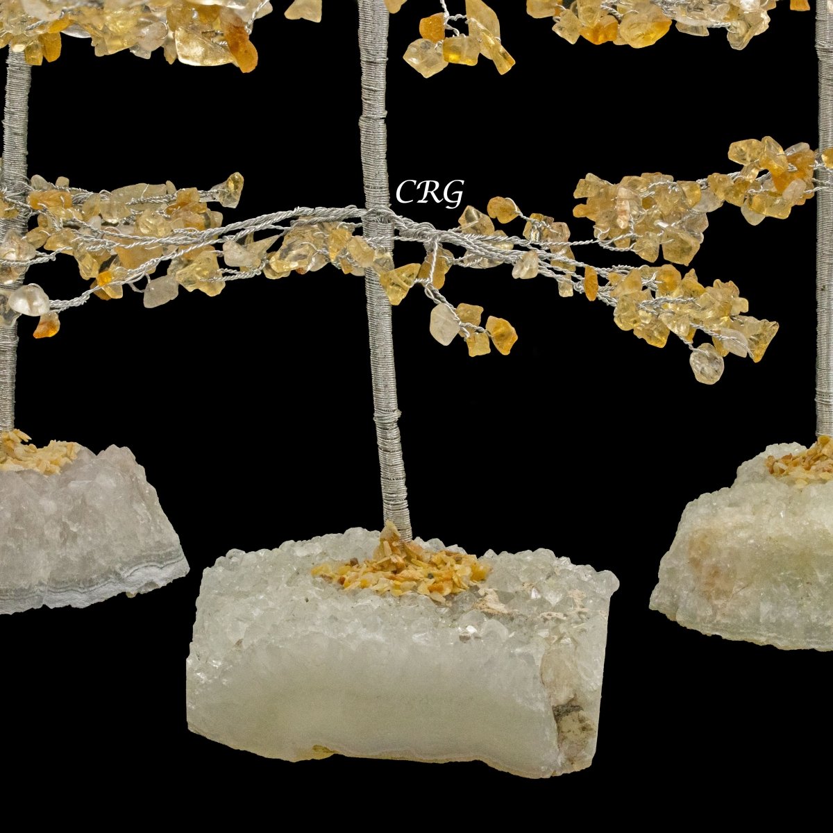 SET OF 4 -Citrine - 500 Gemstone Chip Tree w/ Cluster Base - Silver Wire