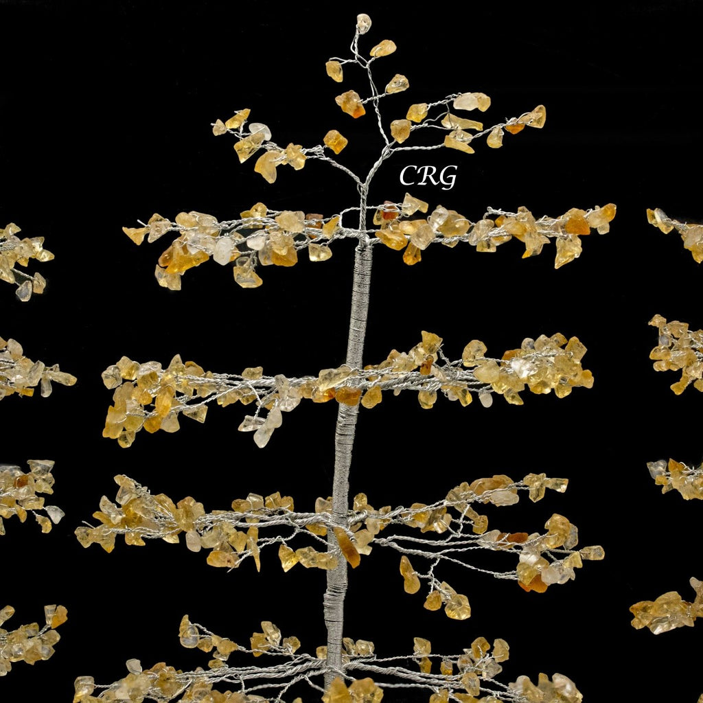 SET OF 4 -Citrine - 500 Gemstone Chip Tree w/ Cluster Base - Silver Wire