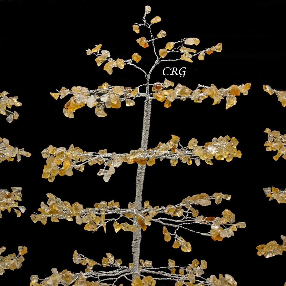SET OF 4 -Citrine - 500 Gemstone Chip Tree w/ Cluster Base - Silver Wire