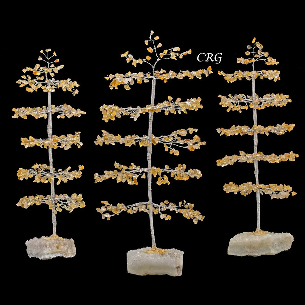 SET OF 4 -Citrine - 500 Gemstone Chip Tree w/ Cluster Base - Silver Wire