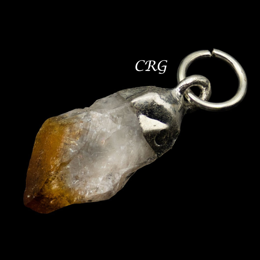 Set of 4 - Citrine Petite Point Pendant with Silver Plated Cap / 12-20mm AVG