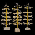 SET OF 4 -Clear Quartz - 500 Gemstone Chip Tree w/ Cluster Base - Gold Wire